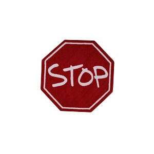  Area Rug   Fun Time Shape Stop Sign Red and White 39 In Round 