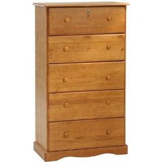 Chest of Drawers with 5 Super Jumbo Drawers, 32w x 60h x 17d, Honey 