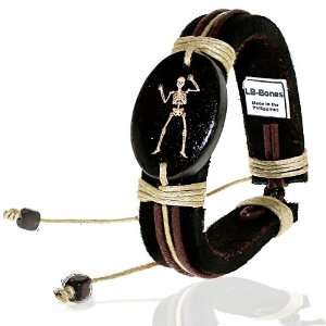Leather Bracelet with Bones Skeleton Inspired Design