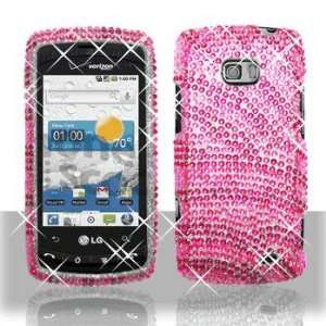 LG VS740 Ally US740 Apex Full Diamond Hot Pink Pink Zebra Case Cover 