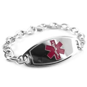   Steel Medical ID Bracelet, Purple Symbol, O LINK Chain   Free ID Card