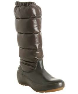 Moncler chocolate quilted down and leather boots   