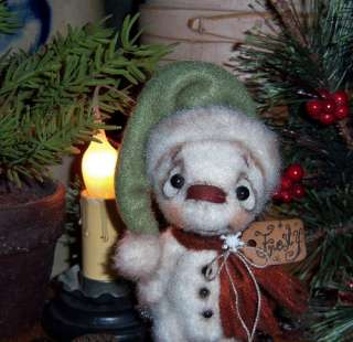 Primitive Frosty Christmas Snowman Vtg Style Bear 4.5 Pattis Ratties 