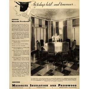 1935 Ad Masonite Insulation Presdwood Lafayette Hotel   Original Print 