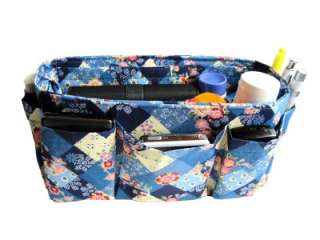 Holiday Gift Purse Handbag Organizer Insert / Blue Flower / Large 
