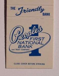 1960s Matchbook Peoples First National Bank Hazleton PA  