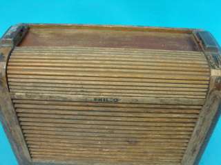 Philco 46 350 Antique Tube Radio Deco Roll Top Wood Case Repair 