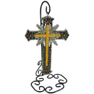  Ornate Gothic Cross Hanging Ornament W/ Stand