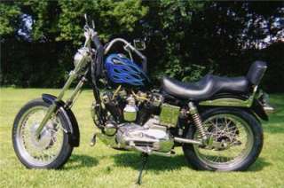 1972 Harley Davidson Sportster Ironhead Custom Black with Blue Flames
