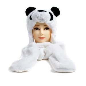 Panda Plush Cosplay Hat with Mittens 3 in 1 (Hat, Scarf, and Mittens)