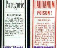 LAUDANUM OPIUM+ Antique DRUGSTORE Medicine BOTTLE Label  