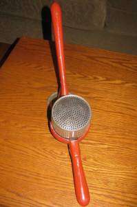   Ricer Potato Masher Red Handle 1930 40s Potatoes Handy Utensil  