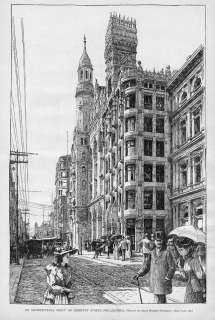 CHESTNUT STREET, PHILADELPHIA ANTIQUE 1892 ARCHITECTURE  