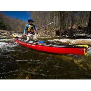  Poling a Canoe on the Ashuelot River in Surry, New Hampshire 