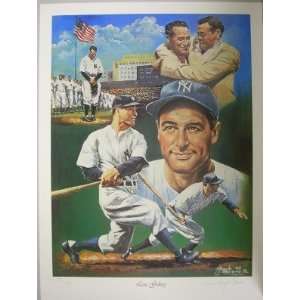  Lou Gehrig New York Yankees 18x24 Lithograph   Original MLB 