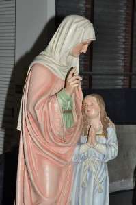 GREAT ANTIQUE RELIGIOUS CHURCH PLASTER ST ANNE AND MARY STATUE  