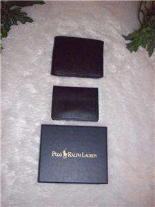 New In Box Polo Ralph Lauren Leather Passcase Wallet Black MSRP$145 