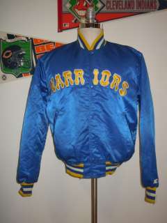   Warriors Old 80s Font retro satin Starter Jacket Large rare  
