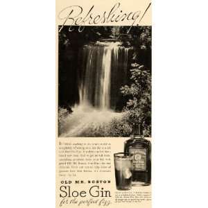 1935 Ad Old Mr. Boston Sloe Gin Fizz Recipe Waterfall   Original Print 