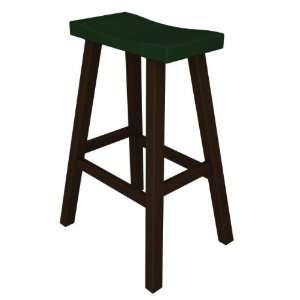   Outdoor Bar Stools   Brown with Evergreen Leather Seat Patio, Lawn