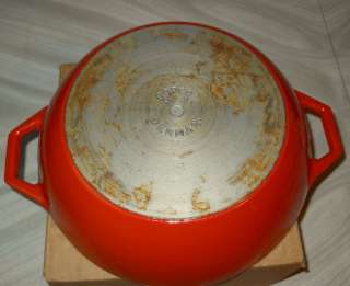 Mid Century Modern Danish COPCO Denmark Orange Enamel Cast Iron 2 Qt 