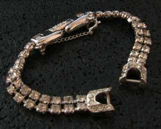   Ladies Single Lug Rhodium & Rhinestone 1950s Vintage Watch Band  