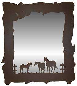 Horse Design Mirror   Rustic Western Horse Ranch Decor  