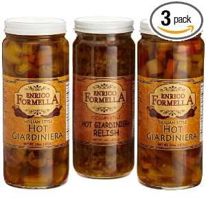 Enrico Formella Hot Giardiniera, 16 Ounce Glass Jars (Pack of 3)