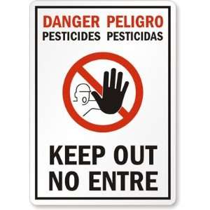  Danger Pesticides, Keep Out No Entre Aluminum Sign, 14 x 