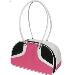   White Roxy Pet Carrier in Hot Pink and White Size Small