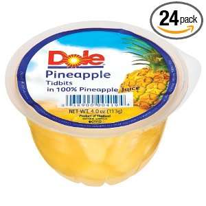 Dole Pineapple Tidbits in Juice, 4 Ounce Packages (Pack of 24)  