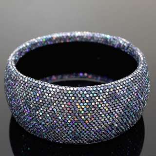Black Silver Sparking Glitter Fashion Bangle Bracelet  