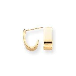  J Hoop Post Earrings in 14k Yellow Gold Jewelry