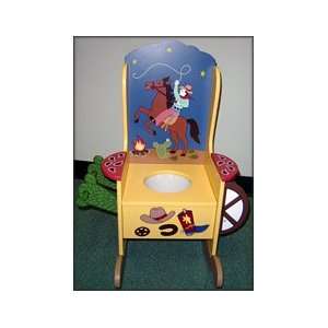 Hand Painted Wood Potty Chair Western 