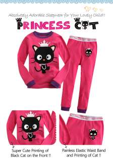 NWT Baby & Toddler Kids Girl Sleepwear Pajama Set  Princess Cat 