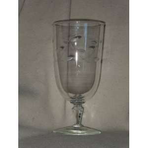  Princess House Stemed Water Glass 7 with Etched Leafs 