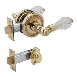   Hardware Door Lever Privacy Set with Dead Bolt, Cut Crystal Handle