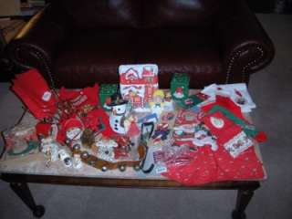 44 ASSORTED CHRISTMAS DECOR ORNAMENTS RIBBONS PLUS MORE  