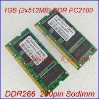 1GB (2x512MB) PC2100 DDR Sodimm 200pin DDR 266 Mhz Laptop Ram Memory 