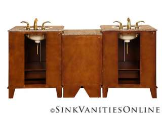 76 Devon   Double Sink Bathroom Vanity Cabinet Granite  