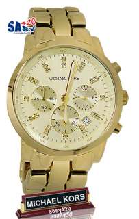   Kors Mk5364 chronograph gold tone stainless steel band women watch NEW