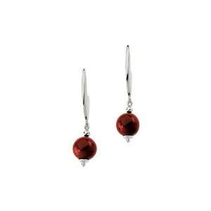   Silver 10 MM Dyed Red Coral Fashion Earrings Puresplash Jewelry