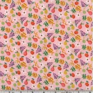   Flannel Tossed Fruit Pink Fabric By The Yard Arts, Crafts & Sewing