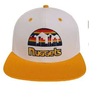  Denver Nuggets Retro Name & Logo Snapback Cap Hat White 
