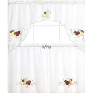   Curtain set/White Red apple & pear drapes Cafe Tier & Swag  