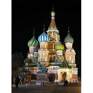  Saint Basils Cathedral at Night Moscow Picture Framed 