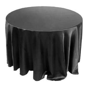  108 inch Round Satin Black Tablecloth (10 Pack 
