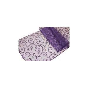   wedding Organza Flocking Runner   Purple 