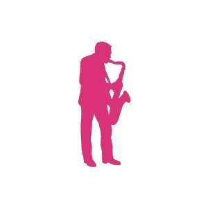  Saxophone Player small 3 Tall PINK vinyl window decal 