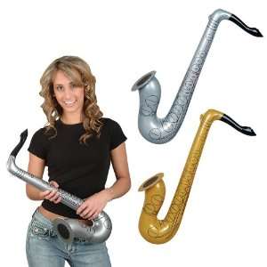  Inflatable Gold and Silver Saxophones (1 dz) Toys & Games